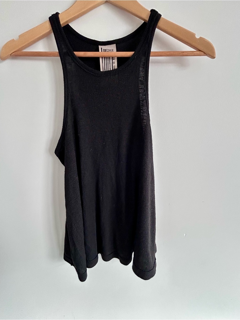 Free People Black Ribbed Racerback Tank